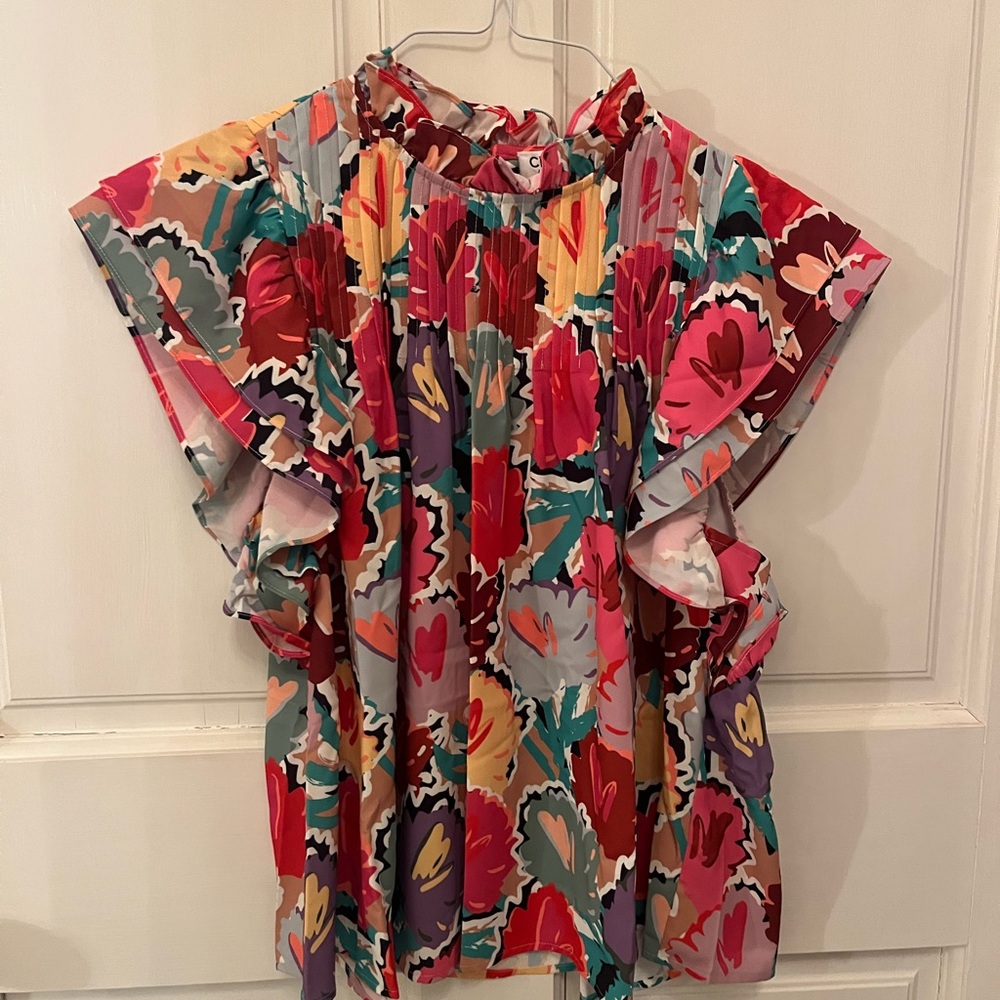 Crosby Multicolor Floral Ruffle Blouse